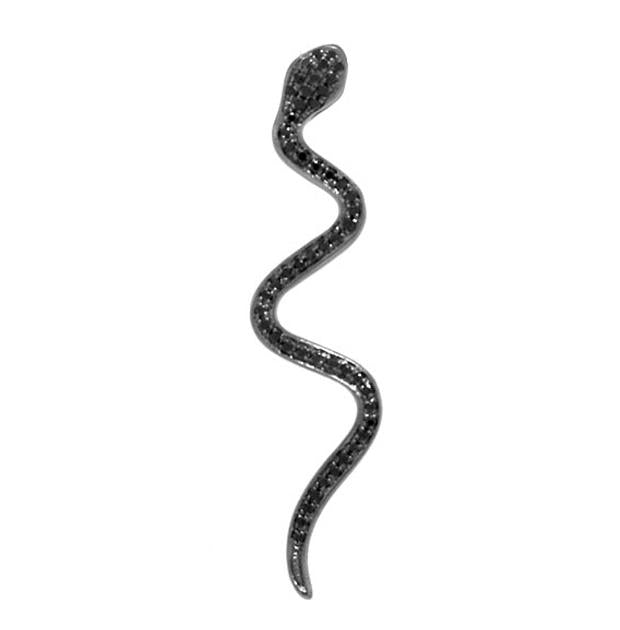 0.19 Ctw 14k Black Rhodium Black Diamond Snake Pendant Necklace With 18 Inch Chain