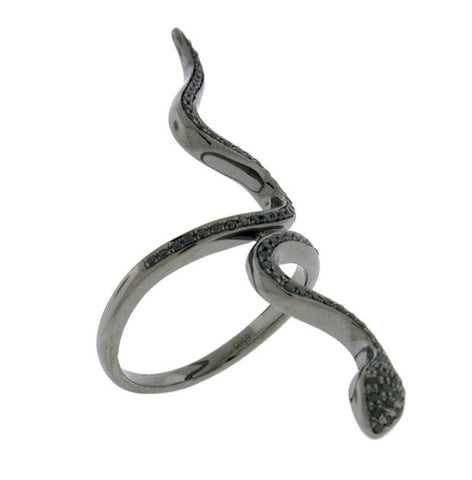 0.33 Ctw 14k Black Rhodium Black Diamond Snake Ring