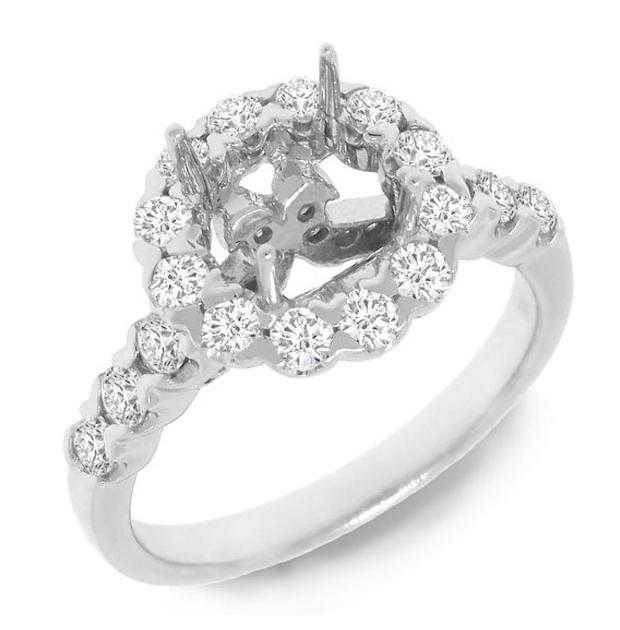 0.86 Ctw 18k White Gold Diamond Semi-mount Ring