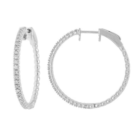 0.47 Ctw 14k White Gold Diamond Hoop Earring