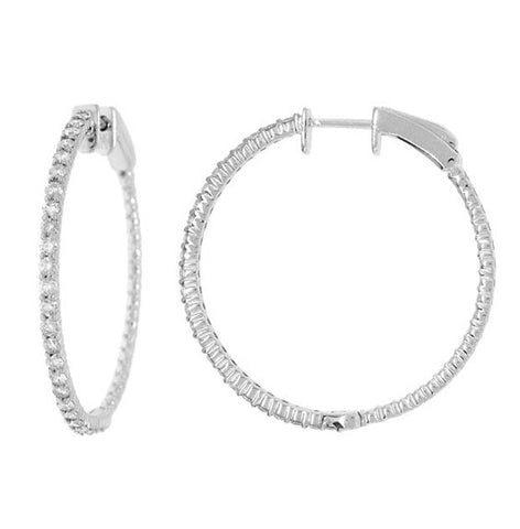 0.96 Ctw 14k White Gold Diamond Hoop Earring