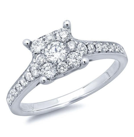 0.83 Ctw 18k White Gold Diamond Womens Ring