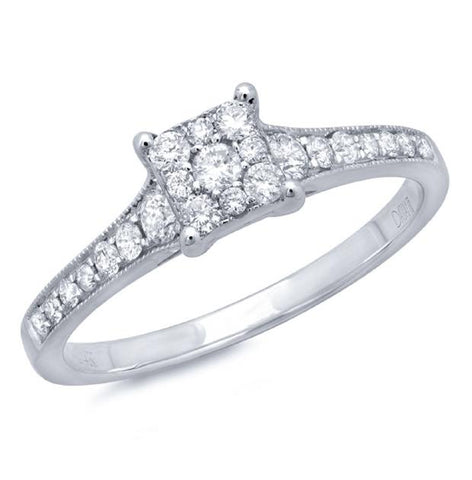 0.40 Ctw 14k White Gold Diamond Womens Ring