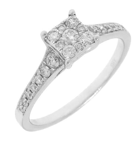 0.40 Ctw 18k White Gold Diamond Womens Ring