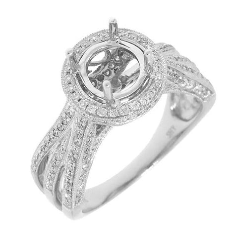 0.75 Ctw 18k White Gold Diamond Semi-mount Ring