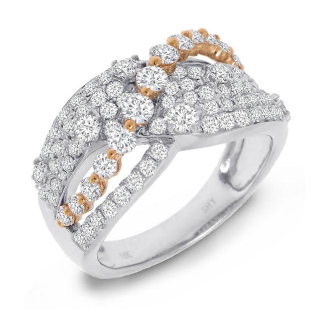 1.51 Ctw 18k Two-tone Rose Gold Diamond Bridge Ring