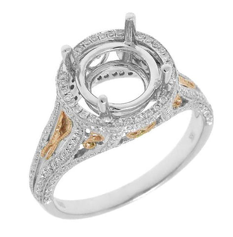 0.43 Ctw 18k Two-tone Rose Gold Diamond Semi-mount Ring