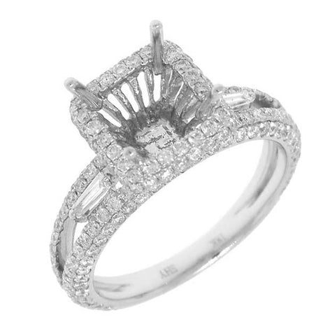 1.24 Ctw 18k White Gold Diamond Semi-mount Ring