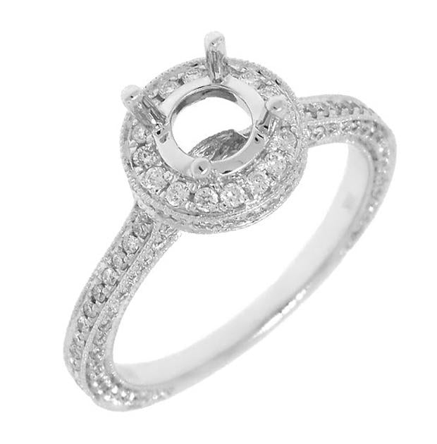 0.68 Ctw 18k White Gold Diamond Semi-mount Ring