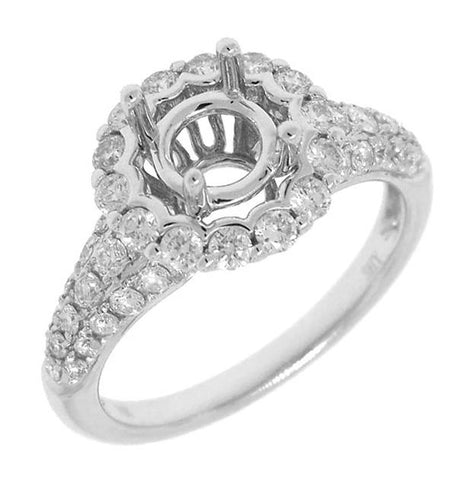 0.87 Ctw 18k White Gold Diamond Semi-mount Ring