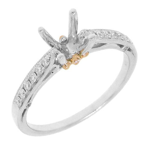 0.18 Ctw 18k Two-tone Rose Gold Diamond Semi-mount Ring