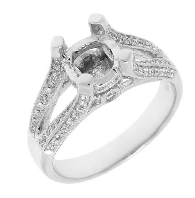 0.35 Ctw 18k White Gold Diamond Semi-mount Ring