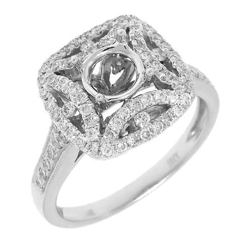 0.66 Ctw 14k White Gold Diamond Semi-mount Ring