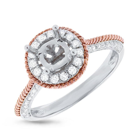 0.35 Ctw 14k Two-tone Rose Gold Diamond Semi-mount Ring