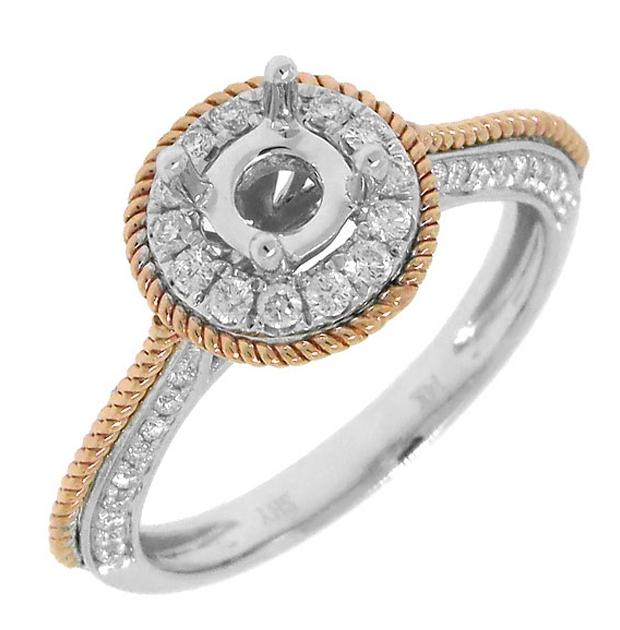 0.35 Ctw 14k Two-tone Rose Gold Diamond Semi-mount Ring