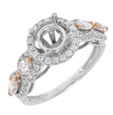 0.77 Ctw 14k Two-tone Rose Gold Diamond Semi-mount Ring