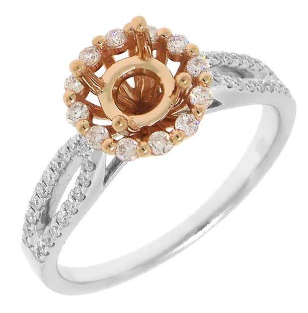 0.36 Ctw 14k Two-tone Rose Gold Diamond Semi-mount Ring