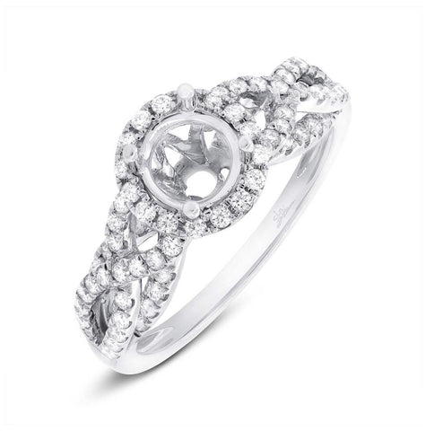0.55 Ctw 14k White Gold Diamond Semi-mount Ring