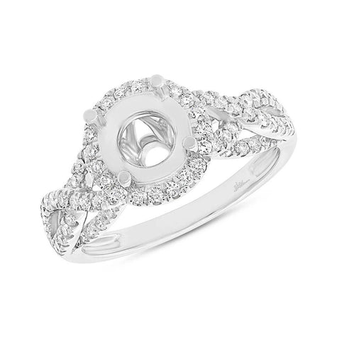 0.55 Ctw 14k White Gold Diamond Semi-mount Ring For 1.25 Ctw Center Size 6