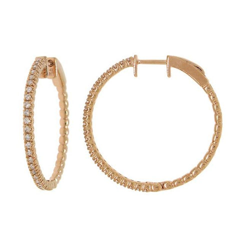 0.47 Ctw 14k Rose Gold Diamond Hoop Earring