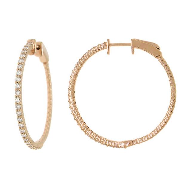 0.96 Ctw 14k Rose Gold Diamond Hoop Earring