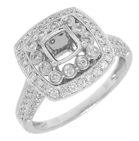 0.60 Ctw 14k White Gold Diamond Semi-mount Ring