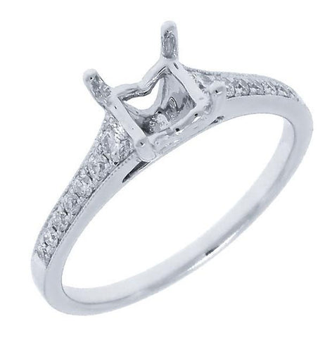 0.24 Ctw 14k White Gold Diamond Semi-mount Ring For 5x5mm Center