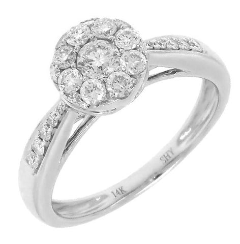 0.58 Ctw 14k White Gold Diamond Womens Ring