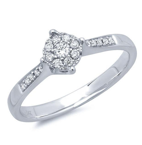 0.17 Ctw 14k White Gold Diamond Womens Ring