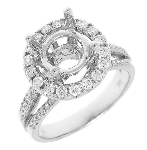 0.68 Ctw 18k White Gold Diamond Semi-mount Ring