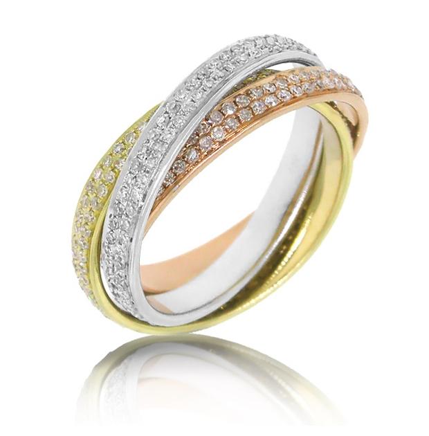 1.14 Ctw 14k Three-tone Gold Diamond Eternity Ring 3-pc Size 5.5