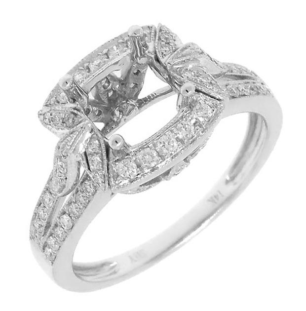 0.42 Ctw 14k White Gold Diamond Semi-mount Ring