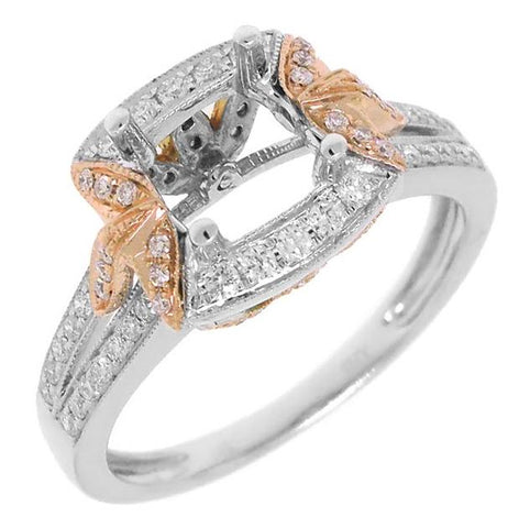 0.42 Ctw 14k Two-tone Rose Gold Diamond Semi-mount Ring