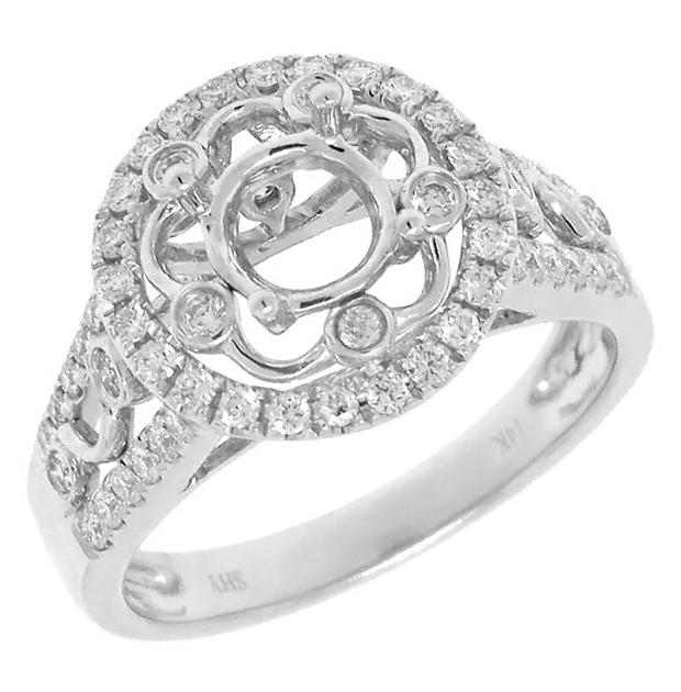 0.52 Ctw 14k White Gold Diamond Semi-mount Ring