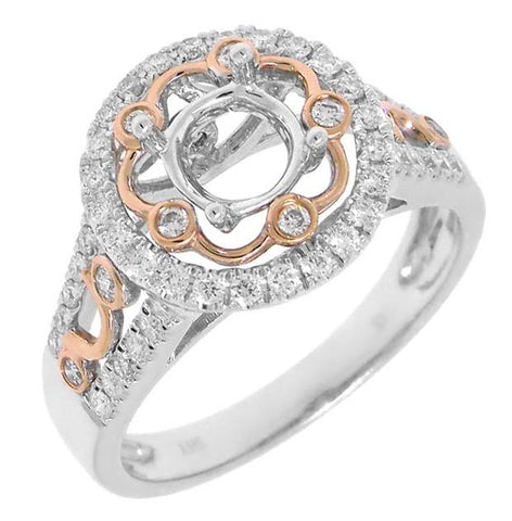 0.52 Ctw 14k Two-tone Rose Gold Diamond Semi-mount Ring