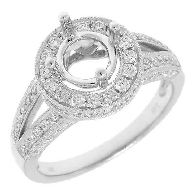 0.76 Ctw 14k White Gold Diamond Semi-mount Ring