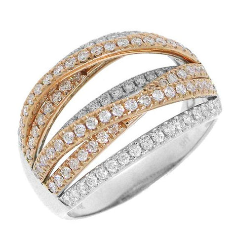 0.91 Ctw 14k Two-tone Rose Gold Diamond Bridge Ring