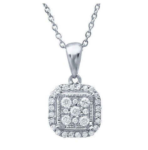 0.21 Ctw 14k White Gold Diamond Pendant Necklace With 18 Inch Chain