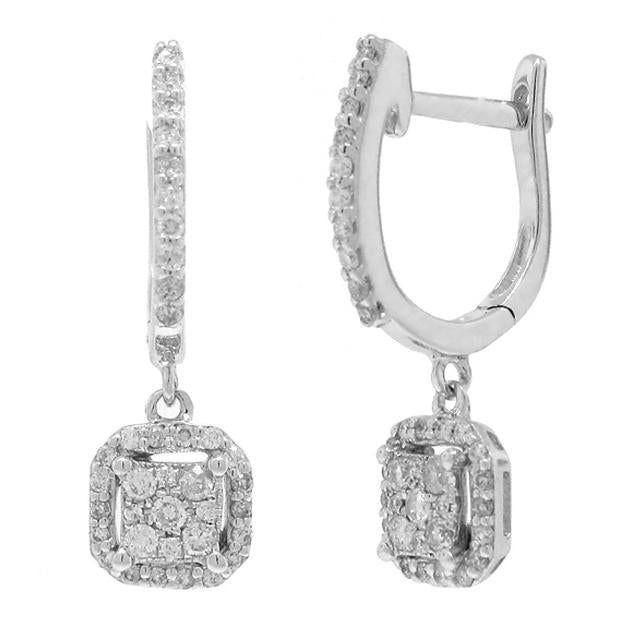 0.32 Ctw 14k White Gold Diamond Earring