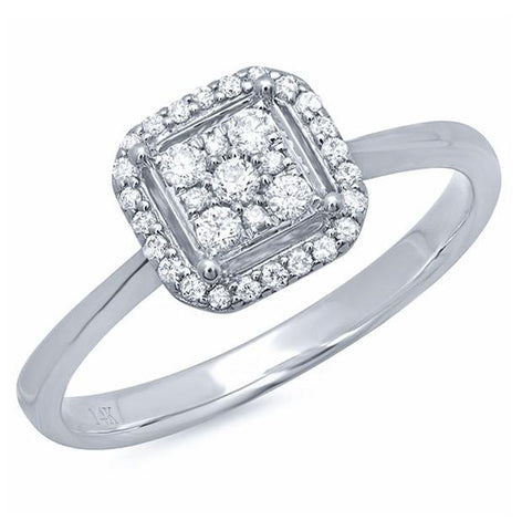 0.20 Ctw 14k White Gold Diamond Womens Ring