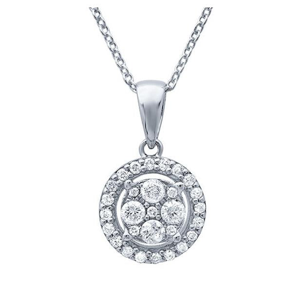 0.28 Ctw 14k White Gold Diamond Pendant Necklace With 18 Inch Chain