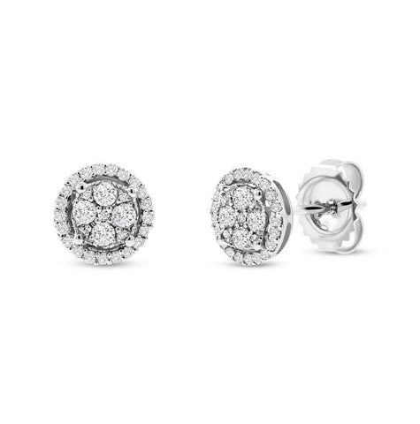 0.45 Ctw 14k White Gold Diamond Cluster Stud Earring