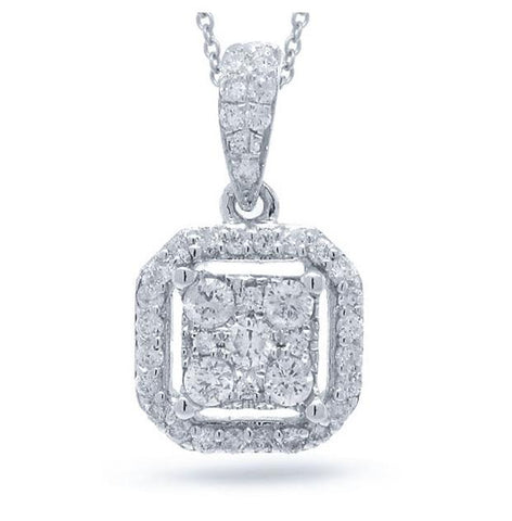 0.29 Ctw 14k White Gold Diamond Pendant Necklace With 18 Inch Chain