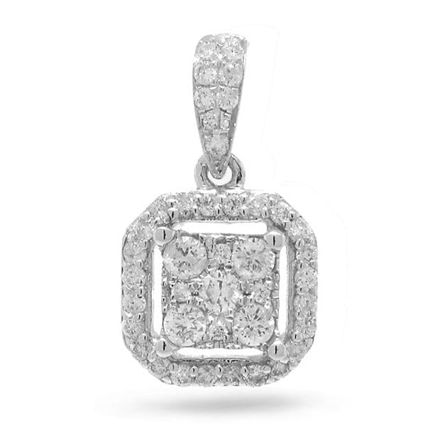 0.29 Ctw 14k White Gold Diamond Pendant Necklace With 18 Inch Chain