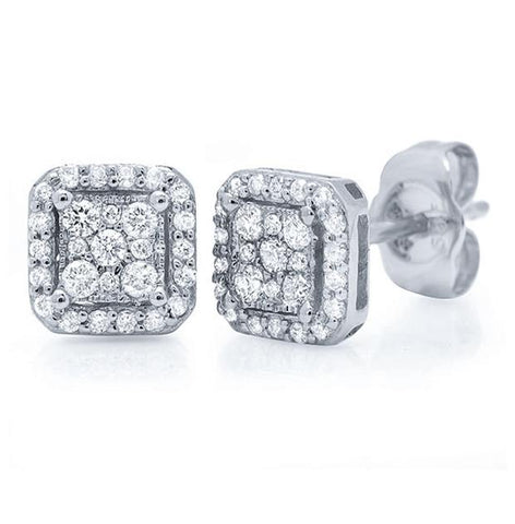 0.22 Ctw 14k White Gold Diamond Square Stud Earring