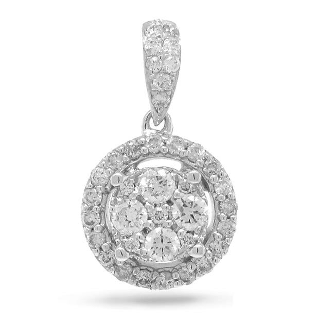 0.34 Ctw 14k White Gold Diamond Pendant Necklace With 18 Inch Chain