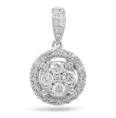 0.34 Ctw 14k White Gold Diamond Pendant Necklace With 18 Inch Chain