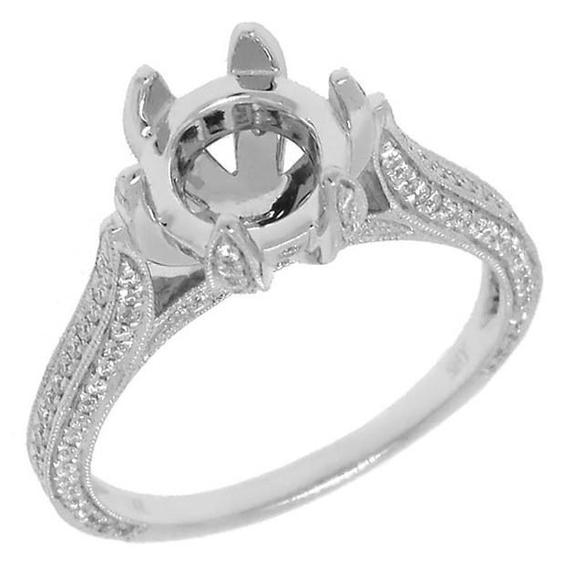 0.48 Ctw 14k White Gold Diamond Semi-mount Ring