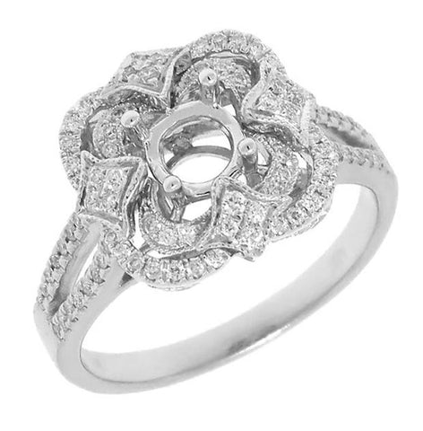 0.33 Ctw 14k White Gold Diamond Semi-mount Engagement Ring