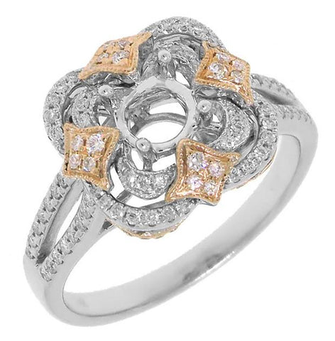 0.33 Ctw 14k Two-tone Rose Gold Diamond Semi-mount Engagement Ring